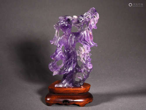 A CARVED AMETHYST CARVING, REPUBLIC PERIOD