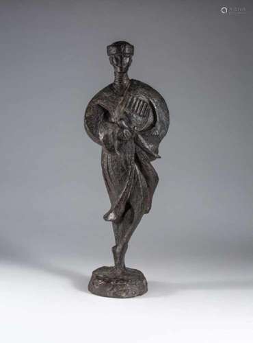 Art Deco Figur ein Kosake.Bronze patiniert. Akop ur Gurdjan (1886-1948). Stehender Kosake mit