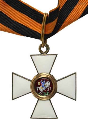 St. Georgs-Orden,Kreuz 3. Klasse. Kreuz Silber vergoldet und emailliert, 40mm, gemaltes Medaillon