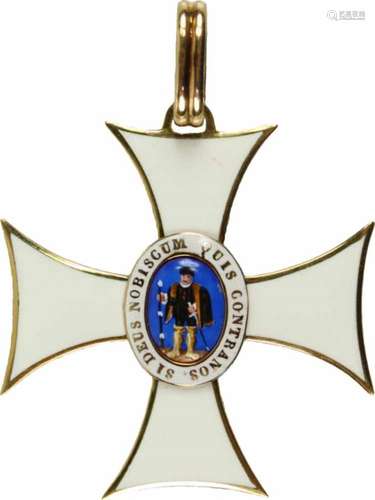 Orden Philipps des Großmüthigen,1. Modell 1840-1849, Komturkreuz. Kreuz Gold emailliert, im oval