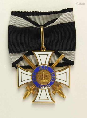 Königl. Preussischer Kronen-Orden,3. Modell, Kreuz 2. Klasse mit Schwertern. Kreuz Gold