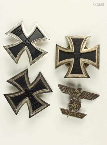 Eisernes Kreuz,Kreuz 1. Klasse 1914 an Nadel und Modell an Schraube, Kreuz 1. Klasse 1939 an Nadel