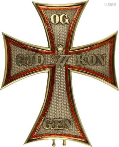 Danebrog-Orden,Bruststern zum Kommandeurkreuz 1. Klasse. Stern Silber vergoldet und emailliert,