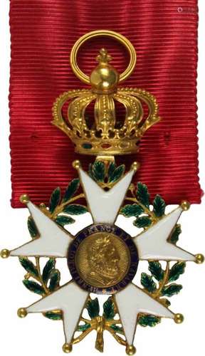 Orden der Ehrenlegion,3. Modell (1813-1830), Offizierskreuz. Kreuz Gold emailliert, vs. Bildnis