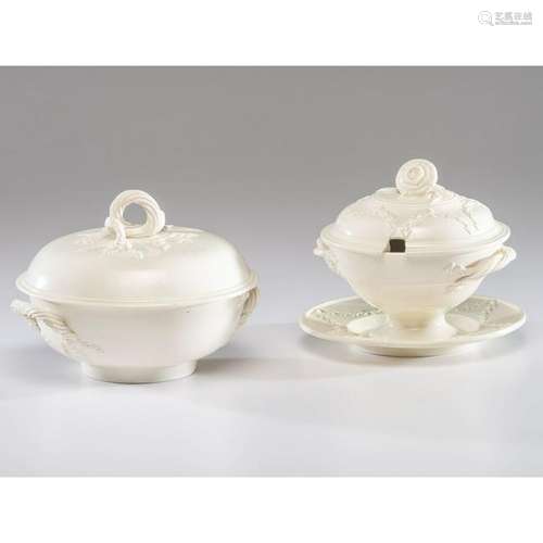 Creamware Lidded Bowls and Undertray