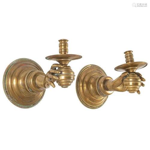 Victorian Brass Hand Sconces