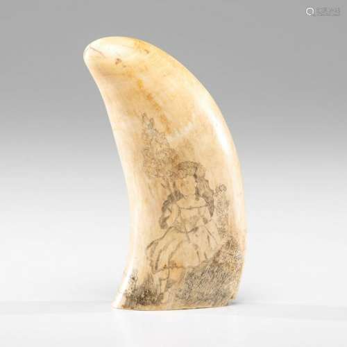 Scrimshaw Whale's Tooth with Young Girl