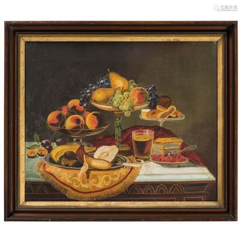 American School, Still Life with Fruit, Signed Florence