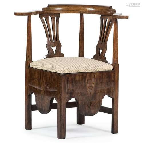 George II Walnut Corner Chair