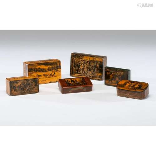 Mauchline Ware Snuff Boxes, Including a Battle of Boyne