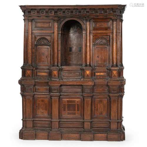 Italian Baroque Walnut and Marquetry Cabinet