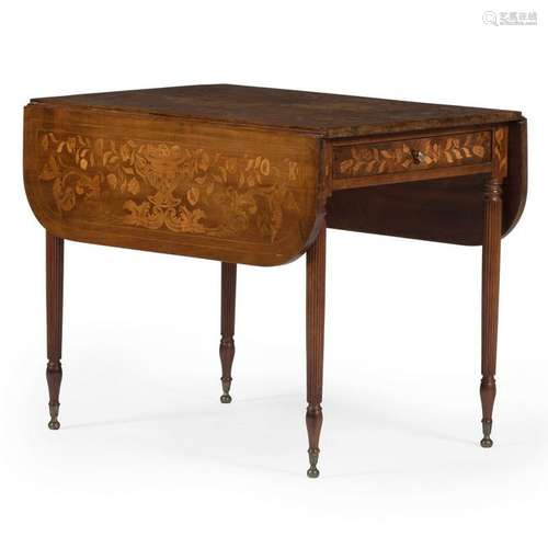 Continental Marquetry Pembroke Table