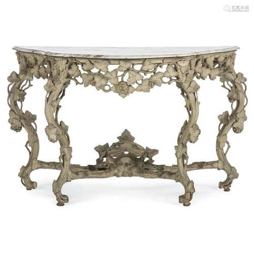 Continental Marble Top Console Table