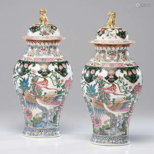 Samson Famille Rose Lidded Urns