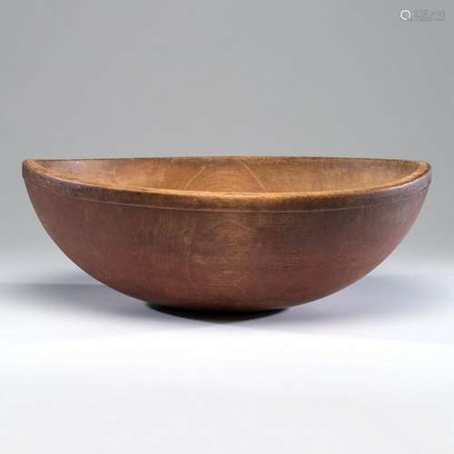 Large Turned Wood Bowl in Red Paint