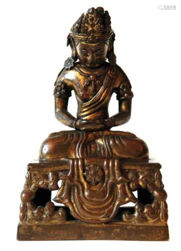 Cina scultura in bronzo dorato cm.x h. 17,5