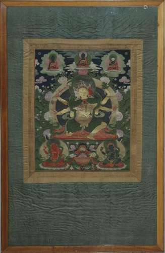 thanka tibetana sec.XIX cm. 63x110