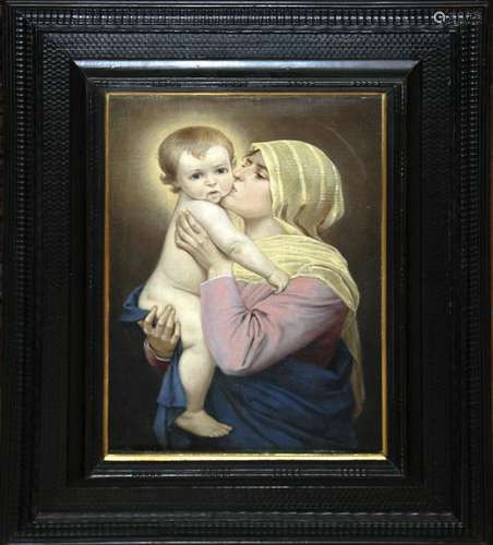 olio su tela raff.Madonna con bambino fine