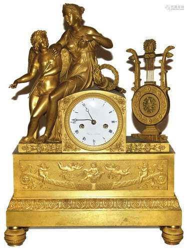 orologio da tavolo in bronzo dorato epoca Impero