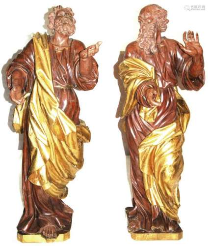 coppia di eccezionali sculture in legno di pioppo