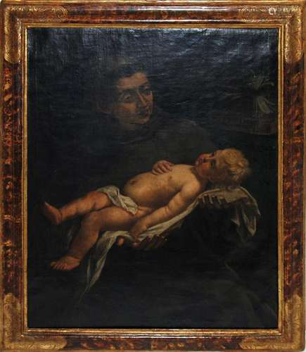 olio su tela raff.santo con bambino in cornice