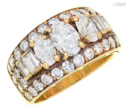 A DIAMOND TROMBINO RING BY BULGARI the oval, baguette and brilliant cut diamonds 3ct approx, G