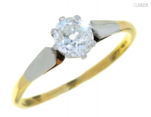 A DIAMOND SOLITAIRE RING the old cut diamond 0.75ct approx, G/H colour, VS clarity, in gold, 2g,