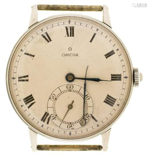 AN OMEGA STAINLESS STEEL GENTLEMAN'S WRISTWATCH 3.3cm++Minutes hand detached, movement not winding