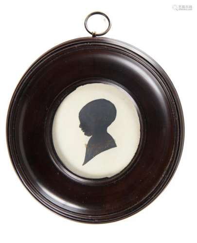ENGLISH PROFILIST, EARLY 19TH CENTURY SILHOUETTE OF A YOUNG CHILD cut paper and ink heightened