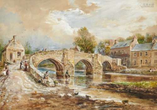 ARTHUR PERIGAL, RSA, RSW (1816-1884) THE AULD BRIG AT JEDBURGH signed and dated 1879, watercolour,