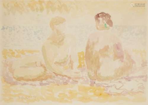 o†DUNCAN GRANT, LG (1885-1978) TWO FIGURES signed and dated '29, watercolour, 36 x 51cm Sold in