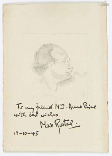 o†CHARLES PAINE (1895-1967) THE HEAD OF THE MUSICIAN MAX ROSTAL signed with initials, pencil, laid