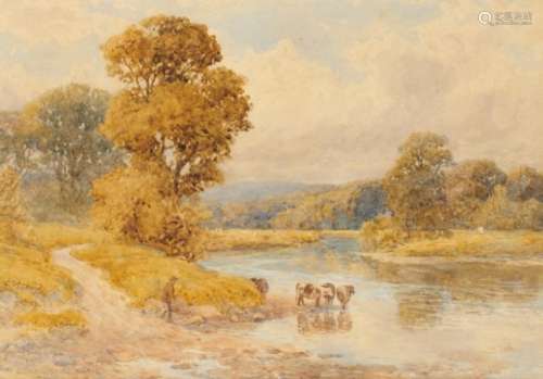 SHEDDEN GOODRICH WILLIAMS ROSCOE (1852-1922) LANDSCAPE WITH CATTLE signed, watercolour, 23 x 33cm++