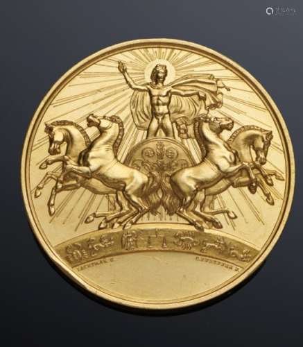 GERMANY, PRUSSIA. FREDERICK WILLIAM IV (1795-1861) GOLD MEDAL FOR SCIENCE BY J L JACHTMANN AND C C