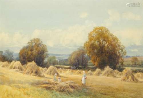 FRANK GRESLEY (1855-1936) HAYMAKING signed, watercolour, 26 x 38cm++Good condition