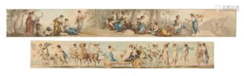 ATTRIBUTED TO WILLIAM HAMILTON, RA (1751-1801) CLASSICAL FIGURES; DESIGNS FOR A FRIEZE pen, ink