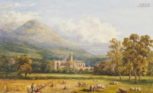 JULIA SWINBURN (1796-1893)) MELROSE ABBEY signed and dated Dec 1830, watercolour, laid down on the