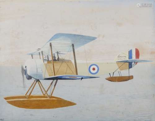 ENGLISH SCHOOL, EARLY 20TH CENTURY ORIGINAL ILLUSTRATIONS OF ROYAL AIR FORCE BI-PLANES a set of