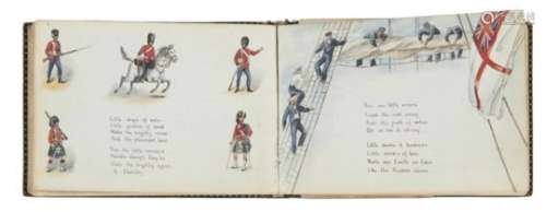 ENGLISH SCHOOL, 1887-92 ILLUSTRATED ALBUM OF HYMNS by various hands, approx 54 illustrations and