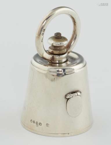 A VICTORIAN SILVER BELL WEIGHT NOVELTY PEPPER MILL 7.5cm h, maker J B, probably Joseph Braham,