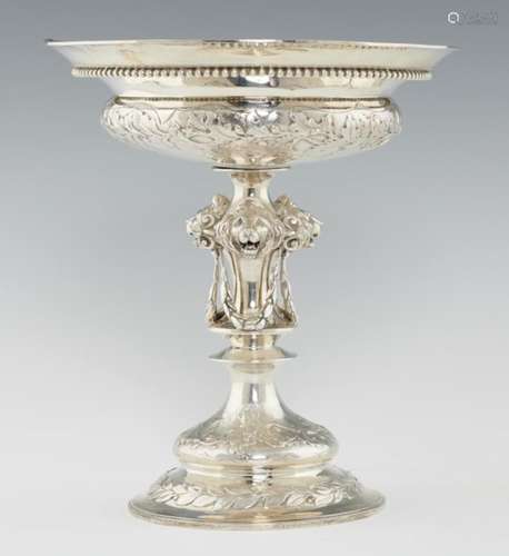 A VICTORIAN SILVER CENTREPIECE the compressed bowl chased with oak leaves and acorns, on spool