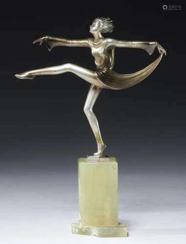 JOSEF LORENZL (1892-1950) A DANCER, C1930 bronze and ivory on onyx plinth, 20.5cm h, base stamped