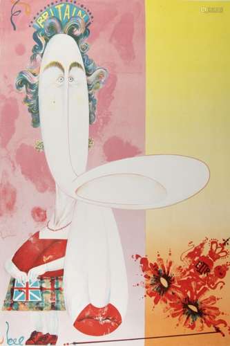 o†GERALD SCARFE, CBE (1936- ) THE QUEEN 1970 lithograph by the Curwen Studio, signed by the artist