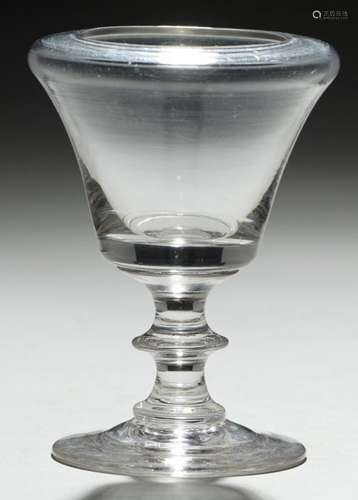 MEDICAL INTEREST. AN ENGLISH LEECH GLASS, EARLY 19TH C with bell bowl and bladed knop, 10cm h++