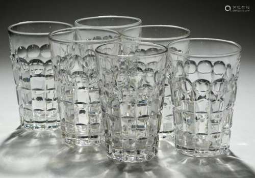 A SET OF SIX VICTORIAN GLASS PINT TUMBLERS, LATE 19TH C with moulded decoration ++Good condition