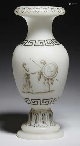 A W H, B & J RICHARDSON ETRUSCAN REVIVAL TRANSFER PRINTED RICHARDSON'S VITRIFIED GLASS VASE, C1850