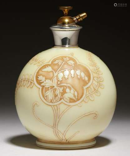 A THOMAS WEBB & SONS SPHERICAL STAINED IVORY GLASS SCENT BOTTLE, C1885 designed by George Woodall,