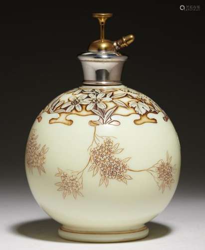 A THOMAS WEBB & SONS SPHERICAL STAINED IVORY GLASS SCENT BOTTLE, C1885 designed by George Woodall,