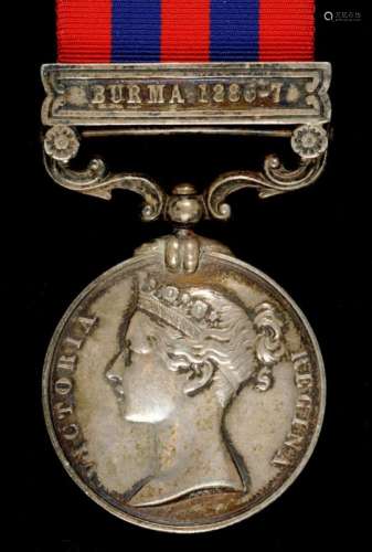 INDIA GENERAL SERVICE MEDAL one clasp Burma 1885-7 2507 PTE D MURPHY 2D B'N L'POOL R++++
