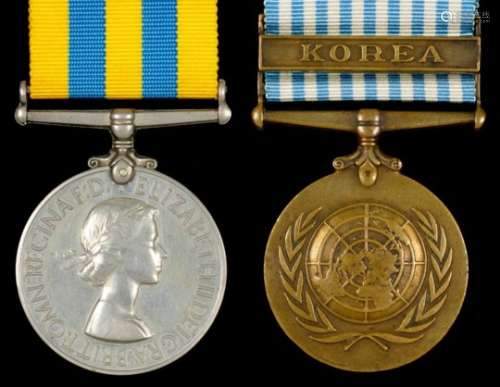 KOREAN WAR PAIR Korea Medal second obverse C/KX 595779 J MURPHY SMRN and UN Korea Medal++++